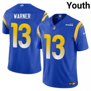 #13 Kurt Warner LA Rams Youth Essential Football Stitch Jersey - Royal Edition 24253441