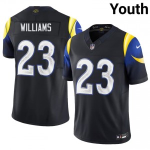 #23 Kyren Williams Los Angeles Rams Youth Officially Licensed Football Embroidery Jersey - Midnight Blue Edition 99631573