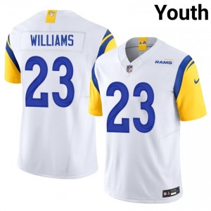 Rams Kyren Williams #23 Youth Pro-Grade Football Stitched Jersey - White Edition 63027619