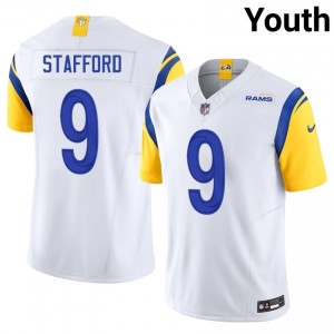 LA Rams Matthew Stafford #9 Youth Premium Football Stitch Jersey - White Edition 32469175