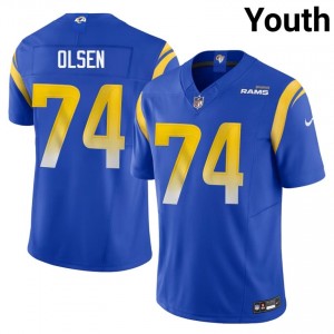 #74 Merlin Olsen LAR Youth Moisture Wicking Football Sewn Jersey - Royal Edition 41499365