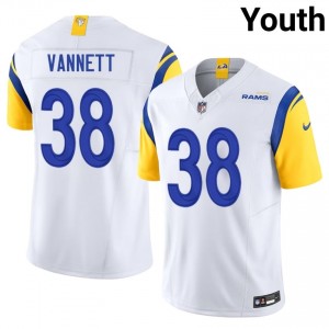 LA Rams Nick Vannett #38 Youth Exclusive Football Stitch Jersey - White Edition 55607276