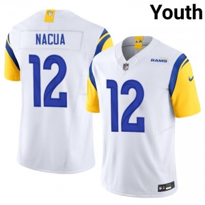 Los Angeles Rams Puka Nacua #12 Youth Elite Thread Football Embroidery Jersey - White Edition 62840941