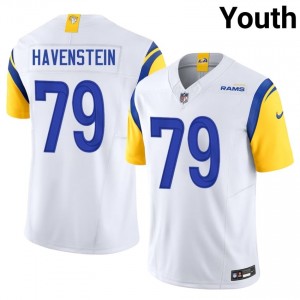 Rams Rob Havenstein #79 Youth Durable Football Stitched Jersey - White Edition 65812721