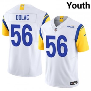 LA Rams Shaun Dolac #56 Youth Authentic Football Stitch Jersey - White Edition 27885905