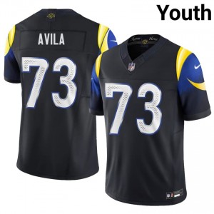 #73 Steve Avila LA Rams Youth Player Football Stitch Jersey - Midnight Blue Edition 19129892