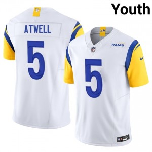 Los Angeles Rams Tutu Atwell #5 Youth Pro Cut Football Embroidery Jersey - White Edition 87539383