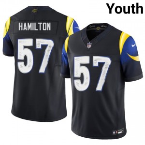 #57 Ty Hamilton LAR Youth Fresh Football Sewn Jersey - Midnight Blue Edition 96524006