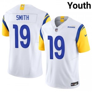 LA Rams Xavier Smith #19 Youth Exclusive Football Stitch Jersey - White Edition 74167850