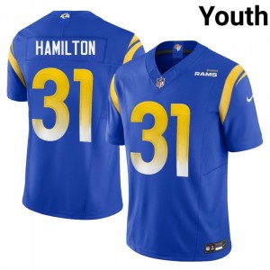 #31 Al'zillion Hamilton LA Rams Youth Player Football Stitch Jersey - Royal Edition 21195640