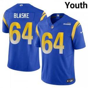 #64 Austin Blaske Los Angeles Rams Youth Moisture Wicking Football Embroidery Jersey - Royal Edition 36946810