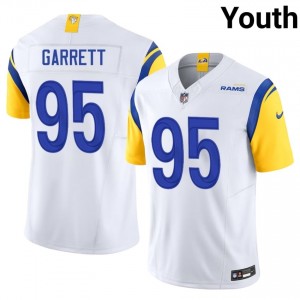 LA Rams Myles Garrett #95 Youth Essential Football Stitch Jersey - White Edition 86677696