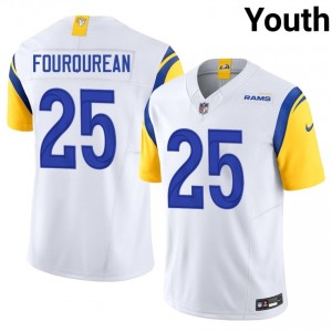 LA Rams Nyzier Fourqurean #25 Youth Elite Football Stitch Jersey - White Edition 60092873