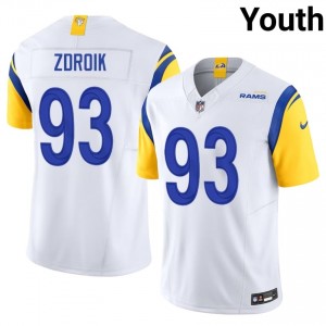 LA Rams Payton Zdroik #93 Youth Durable Football Stitch Jersey - White Edition 69110691
