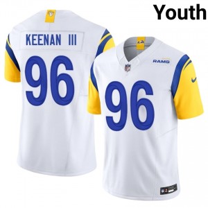 Rams Tim Keenan III #96 Youth Genuine Football Stitched Jersey - White Edition 81792384
