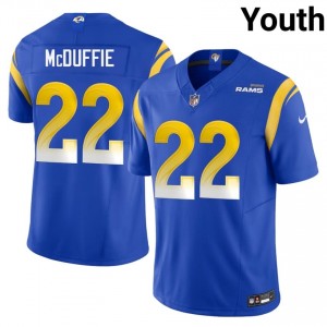 #22 Trent McDuffie Los Angeles Rams Youth Exclusive Football Embroidery Jersey - Royal Edition 65213106