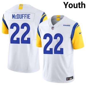 LA Rams Trent McDuffie #22 Youth Limited Football Stitch Jersey - White Edition 68937913