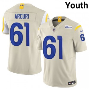 AJ Arcuri Rams #61 Youth Premium Football Stitched Jersey - Bone Edition 58677367