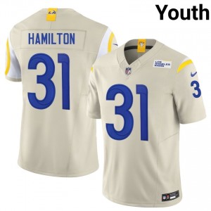 Al'zillion Hamilton Rams #31 Youth Essential Football Stitched Jersey - Bone Edition 56524450