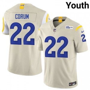 Blake Corum Los Angeles Rams #22 Youth Elite Thread Football Embroidery Jersey - Bone Edition 81970266