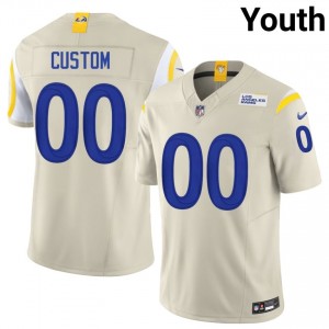 Custom Rams #00 Youth Authentic Football Stitched Jersey - Bone Edition 50468570