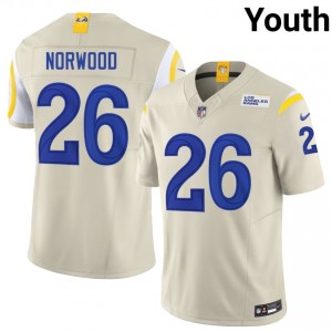 Drey Norwood Rams #26 Youth Genuine Football Stitched Jersey - Bone Edition 82708704