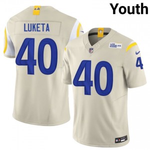 Jesse Luketa Rams #40 Youth Elite Thread Football Stitched Jersey - Bone Edition 58764337