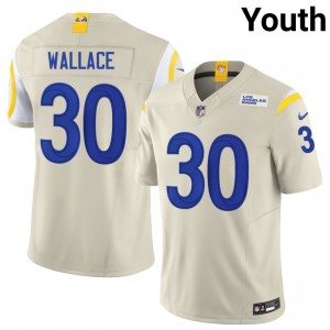 Josh Wallace Los Angeles Rams #30 Youth Elite Football Embroidery Jersey - Bone Edition 95379308