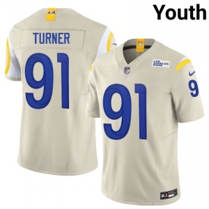 Kobie Turner LA Rams #91 Youth Classic Football Stitch Jersey - Bone Edition 25544904