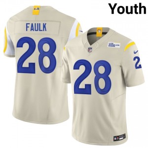 Marshall Faulk LA Rams #28 Youth Gameday Football Stitch Jersey - Bone Edition 97904699