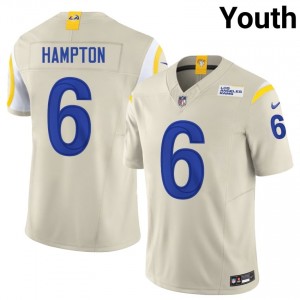 Nick Hampton LAR #6 Youth Moisture Wicking Football Sewn Jersey - Bone Edition 60741488