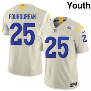 Nyzier Fourqurean Los Angeles Rams #25 Youth NFL Football Embroidery Jersey - Bone Edition 22581467