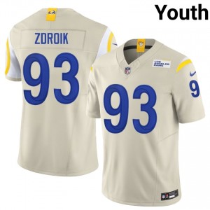 Payton Zdroik Los Angeles Rams #93 Youth Iconic Football Embroidery Jersey - Bone Edition 48510335