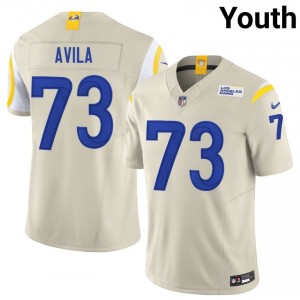 Steve Avila Los Angeles Rams #73 Youth Officially Licensed Football Embroidery Jersey - Bone Edition 15347898